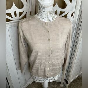 Women's ESTRNA JANE Button Front Cardigan Tan Size Small Classic